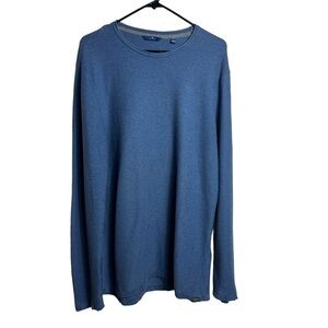 Tom Tailor Shirt Men's Large Long Sleeve Knit Crew Neck Blue 100% Cotton